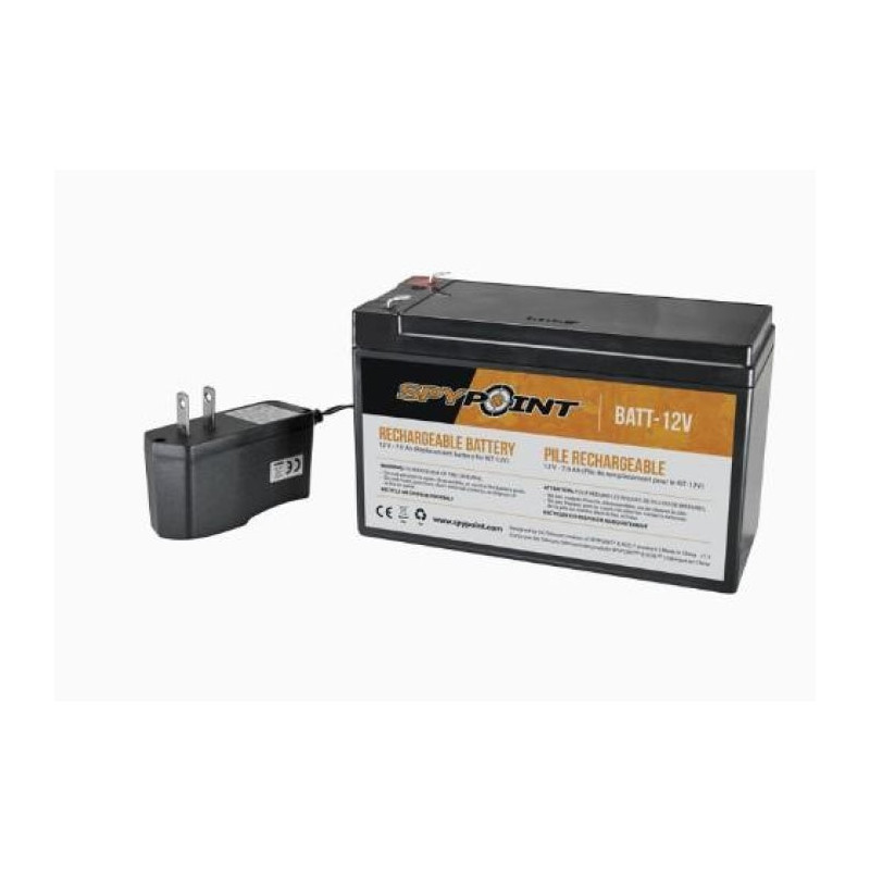 Batterie rechargeable avec chargeur SpyPoint 12V 7.0Ah