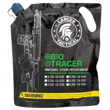 Billes Airsoft 6mm BIO Traçantes vertes 2000 en sachet