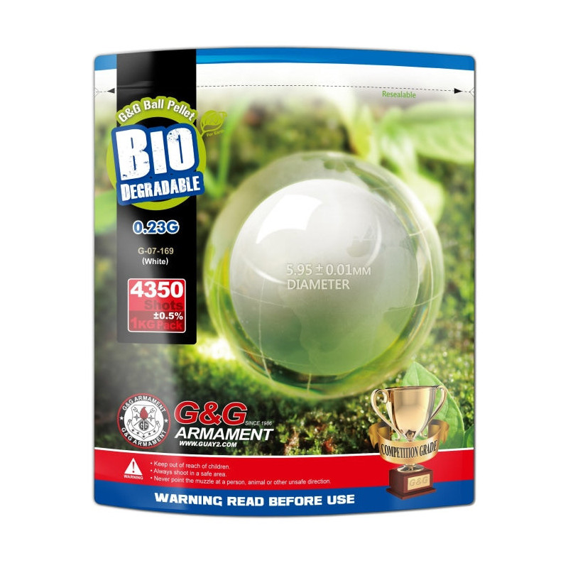 Billes Bio G&G Armament Blanches - 12 par Sachet / 0.23G