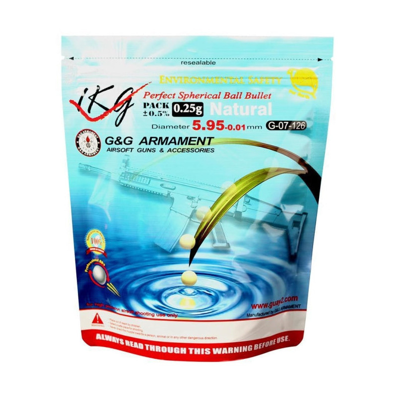 Billes Bio G&G Armament Blanches - 12 Sachets par Carton / 0.25G