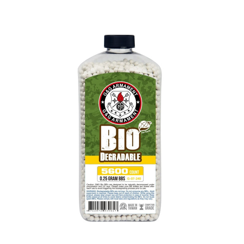 Billes Bio G&G Armament Blanches en Bouteille X5600 / 0.25G