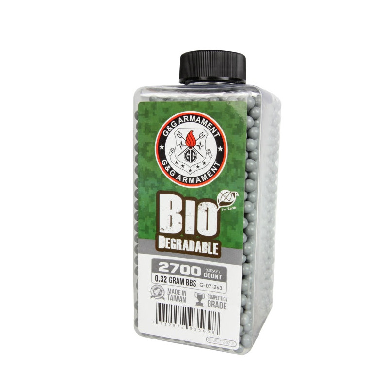 Billes Bio G&G Armament Grises en Bouteille de 2700 - 0.32G