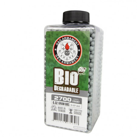 Billes Bio G&G Armament Grises en Bouteille de 2700 - 0.32G