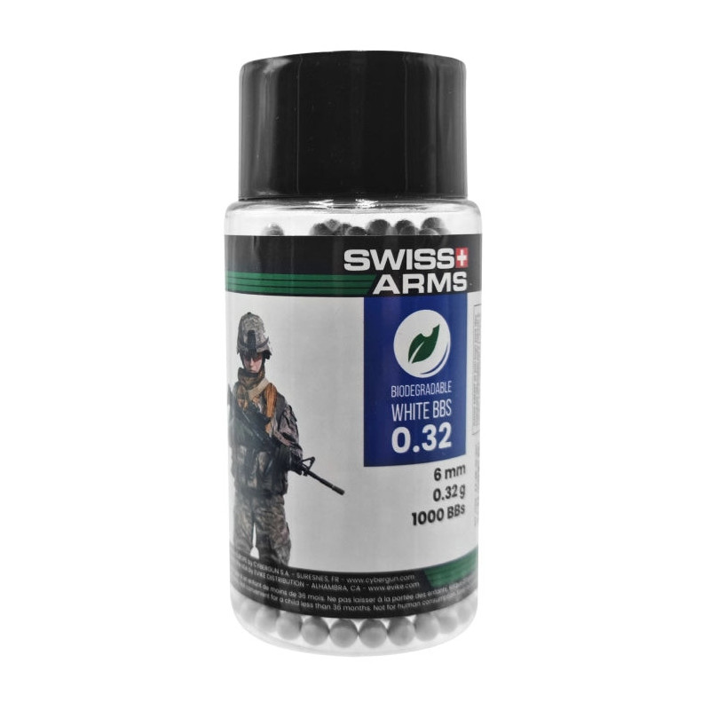 Billes blanches BIO Swiss Arms 0,32 g biberon