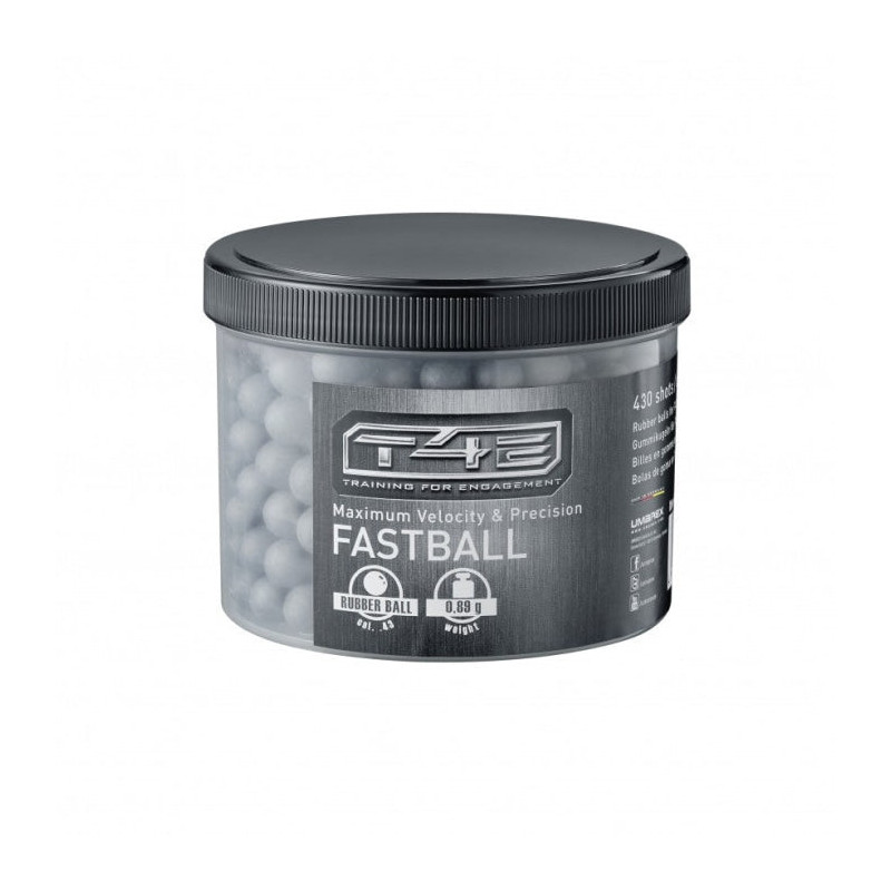Billes fastballs caoutchouc noir T4E - 0.9g - cal 43x430