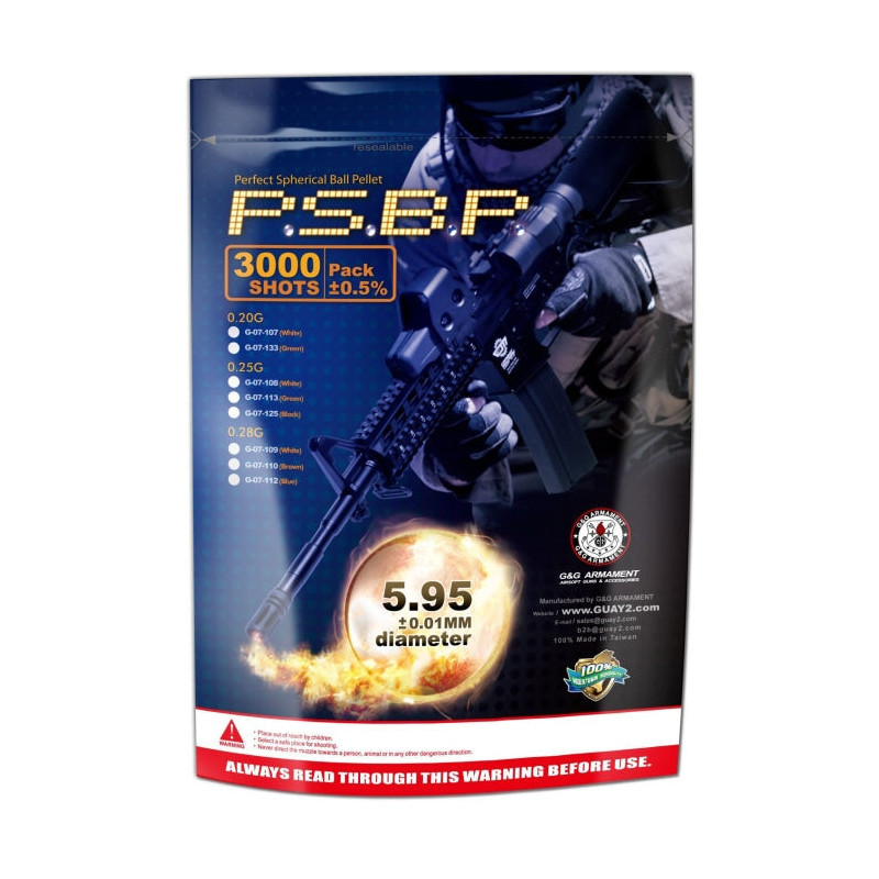 Billes G&G Armament Perfect Blanches par 3000 - 0.25G