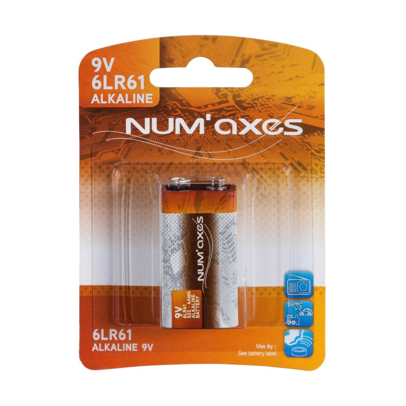 Blister 1 pile Num'Axes - 6LR61 alcaline 9 V