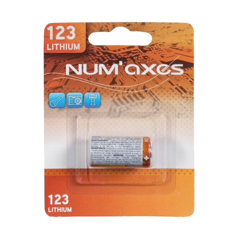 Blister 1 pile Num'Axes - CR123 A lithium 3 V