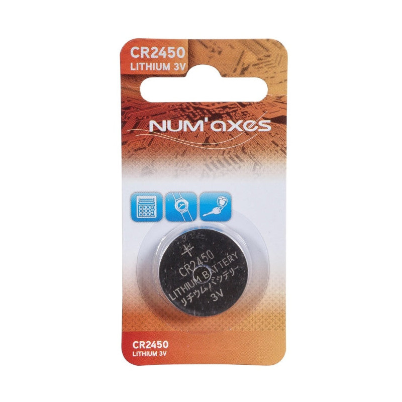 Blister 1 pile Num'Axes - CR2450 lithium 3 V (Equivalence : DL2450)