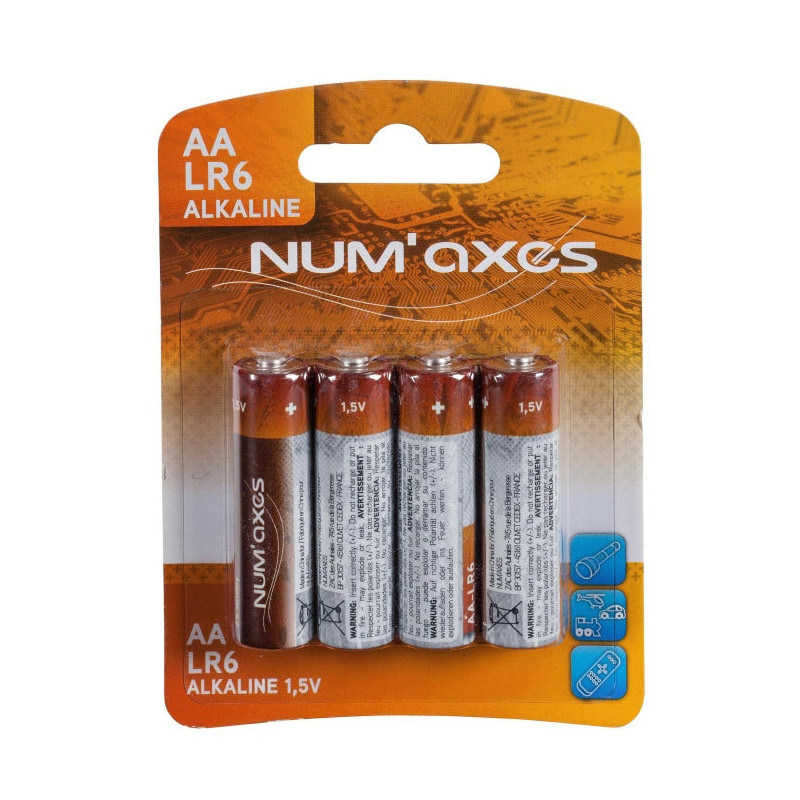 Blister 4 piles Num'Axes - AA LR06 alcalines 1,5 V