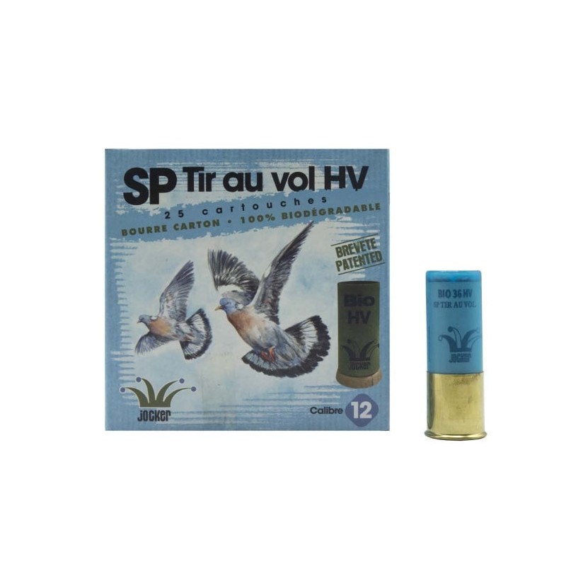 Boîte de 25 Cartouches Jocker Bio SP Tir au Vol 36 HV BJ - Cal. 12/70/25