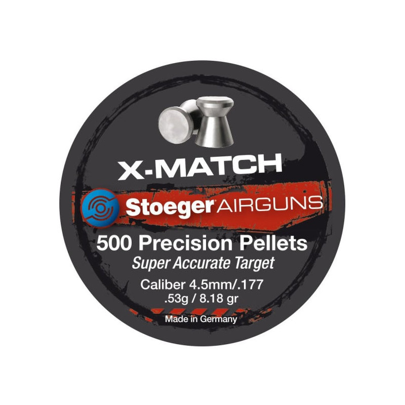 Boite de plombs Stoeger X-match tête plate 0.53 g - Cal. 4.5