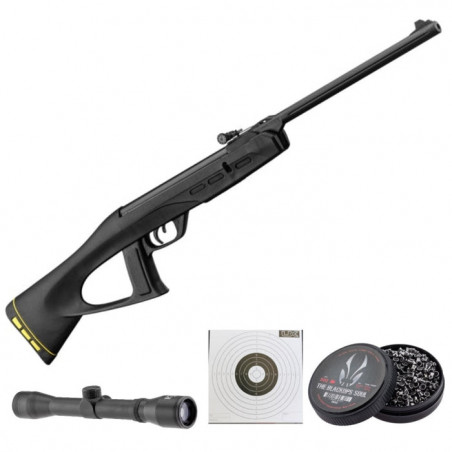 Carabine à plomb Gamo Delta Junior Fox GT Ring jaune - Cal. 4.5 Lunette RTI 4x32 et accessoires