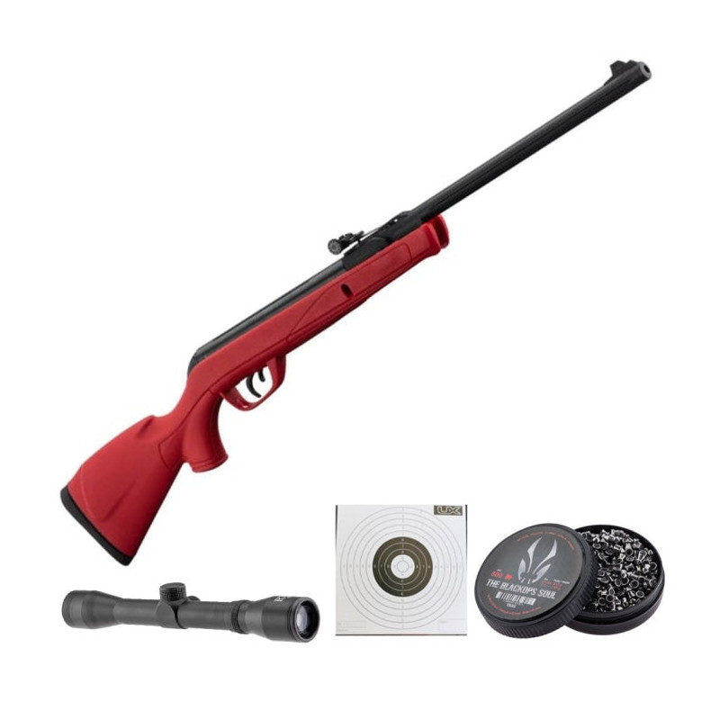 Carabine à plomb Gamo Delta Red synth - Cal. 4.5 Lunette RTI 4x32 et accessoires