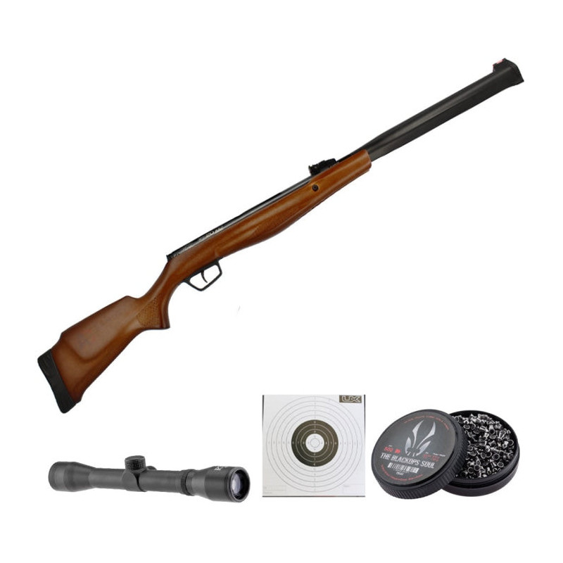 Carabine à plomb Stoeger RX20 S3 Suppressor Bois - Cal. 4.5 Lunette RTI 4x32 et accessoires