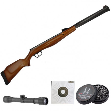 Carabine à plomb Stoeger RX20 S3 Suppressor Bois - Cal. 4.5 Lunette RTI 4x32 et accessoires