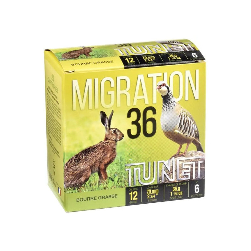 Cartouche de chasse Tunet Migration - 36 g - Cal. 12