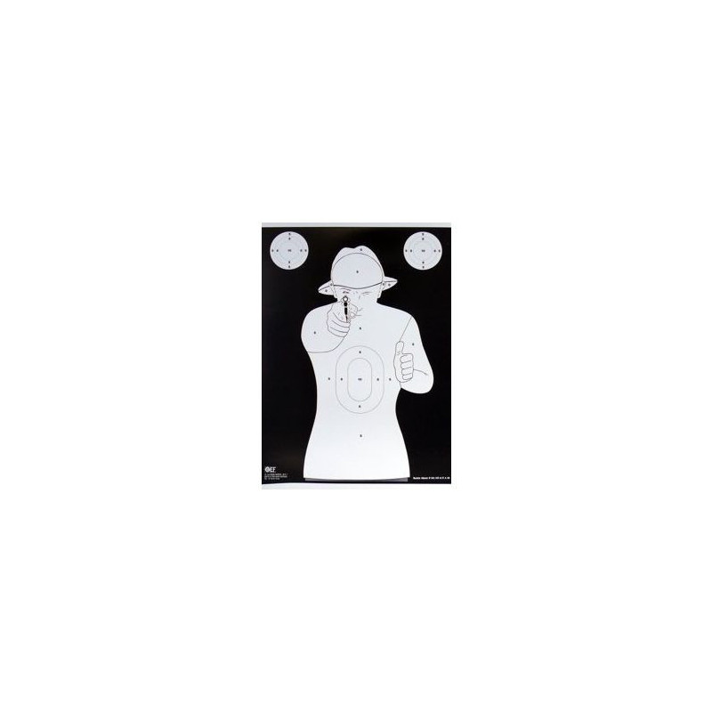 Cible silouhette Gravolux RS N°2 Tir Rapide blanche sur fond noir carton par 100