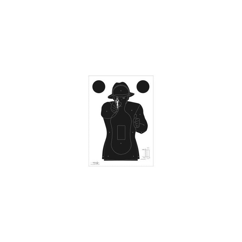 Cible Tir Rapide Gravolux 7 m silouhette noire sur fond blanc carton par 100