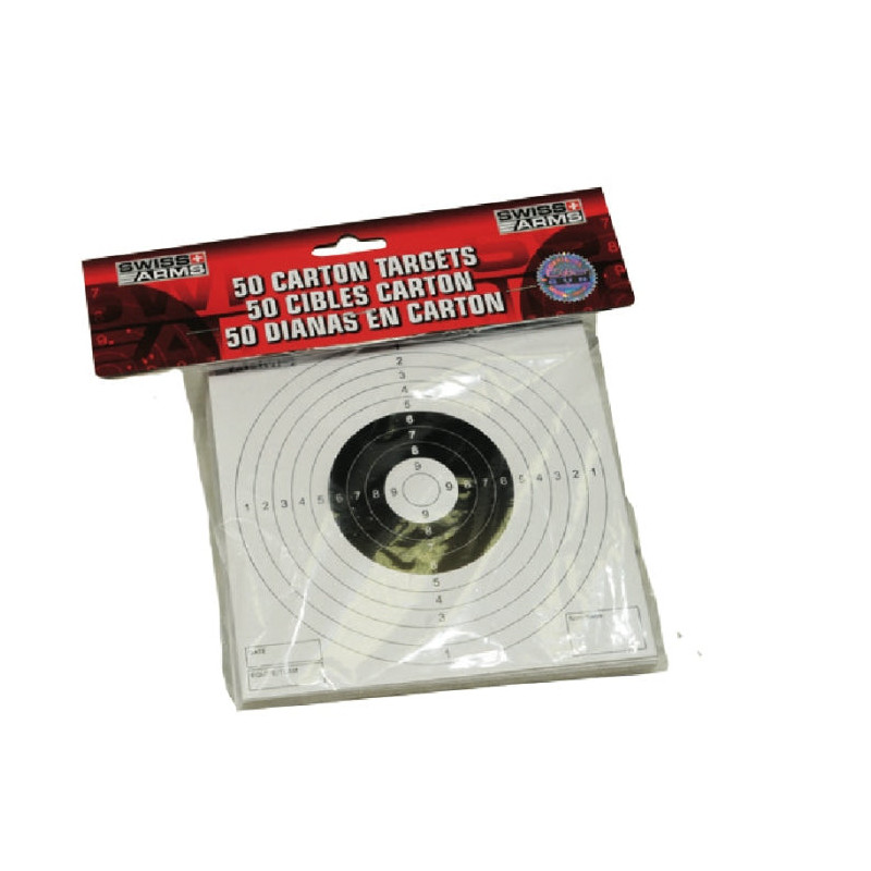 Cibles carton Swiss Arms - 14x14 cm pour tir BBs 6mm & 4.5 mm - Par 50 /C36