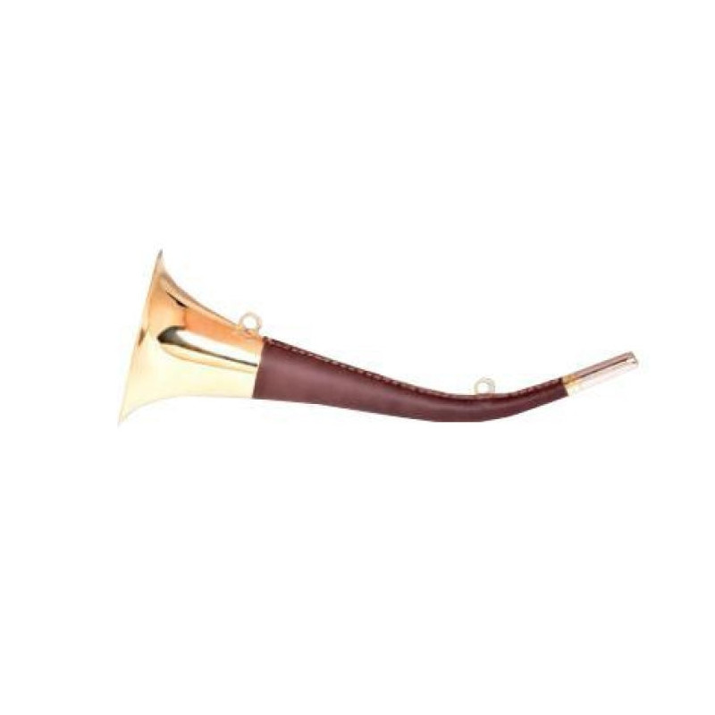 Corne ronde en laiton et cuir Stepland 40 cm