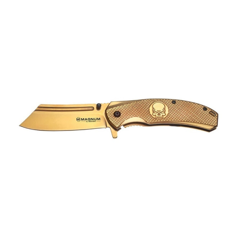 Couteau Boker Magnum Golden Skull - Lame 76mm