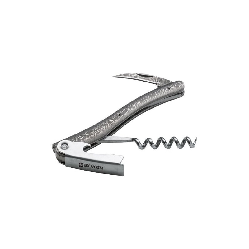 Couteau Boker Plus Sommelier Damast avec Tire-Bouchon - Lame 41mm
