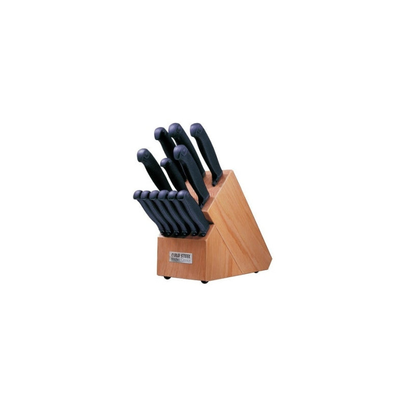 Ensemble Complet de 12 Couteaux de Cuisine Cold Steel avec Bloc en Bois