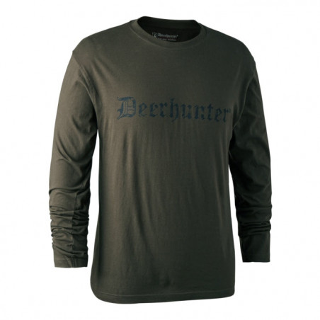 T-shirt à logo avec manches longues - DeerHunter - Bark Green