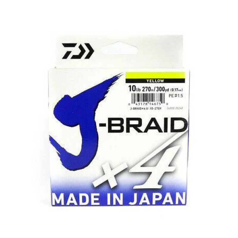 Tresse Daiwa J-Braid X4 Jaune - 270 m