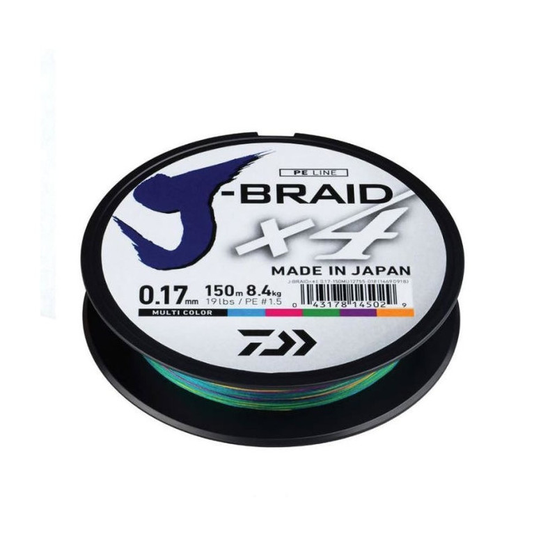 Tresse Daiwa J-Braid X4 Multicolore - 150 m