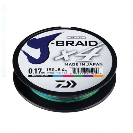 Tresse Daiwa J-Braid X4 Multicolore - 150 m
