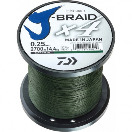 Tresse Daiwa J-Braid X4 Vert - 1350 m