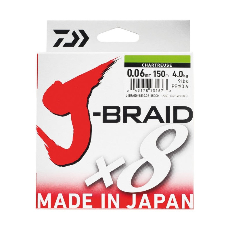 Tresse Daiwa J-Braid X8 Chartreuse - 150 m