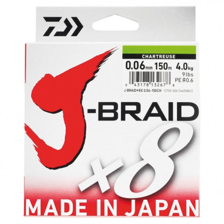 Tresse Daiwa J-Braid X8 Chartreuse - 150 m