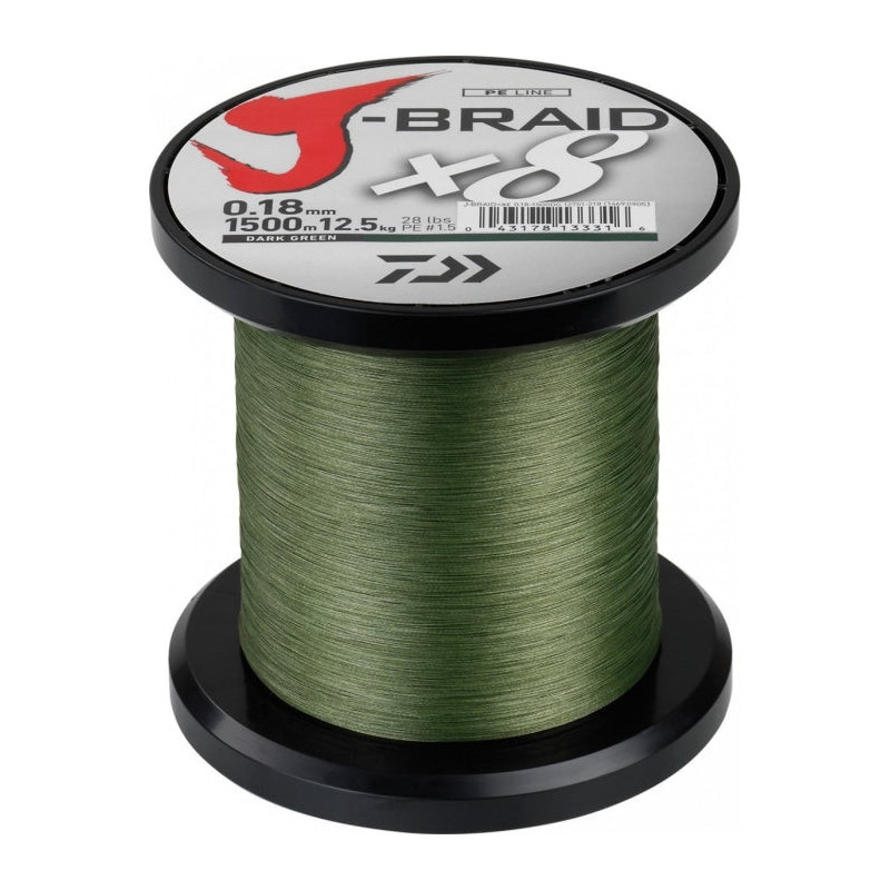 Tresse Daiwa J-Braid X8 Vert - 3000 m
