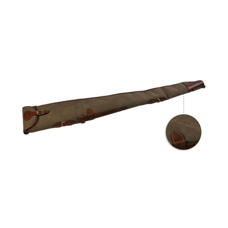 Etui Fusil Januel Toile Marron Interieur Imitation Mouton Ouverture Sur Tout