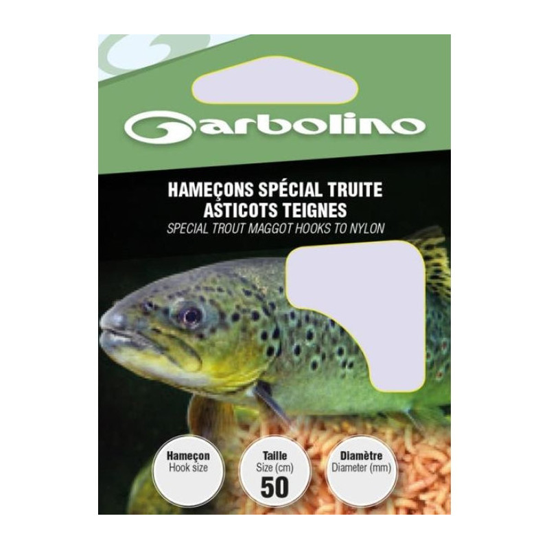 Hameçon Garbolino Montés truite asticots teignes
