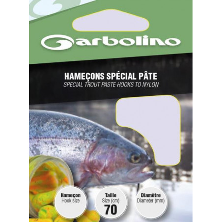 Hameçons Garbolino Montrés truite spécial pate - Par 10