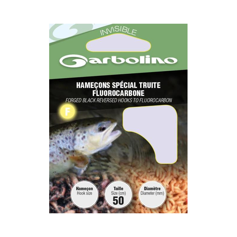 Hameçons Garbolino spécial truite fluorocarbone - Par 10