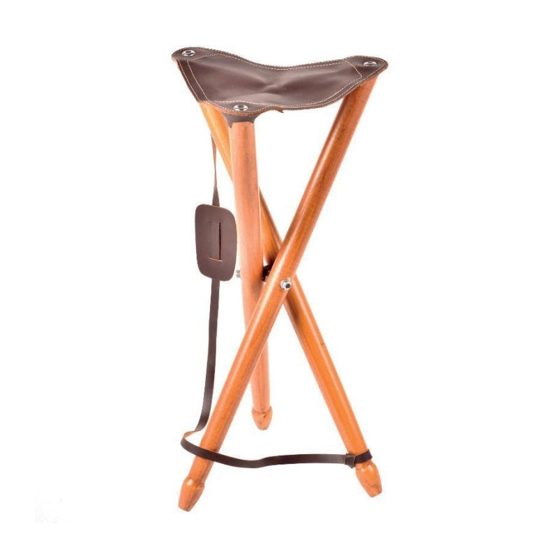 Trepied bois / cuir Stepland 80 cm