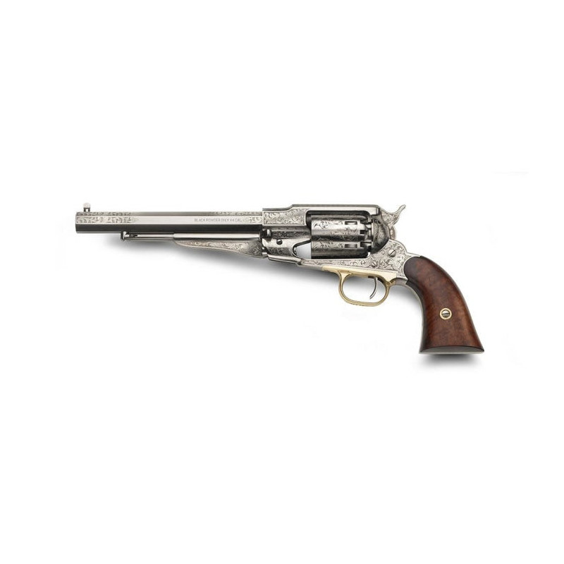 Revolver Pietta 1858 Rm laiton nickelé gravé - Cal. 44