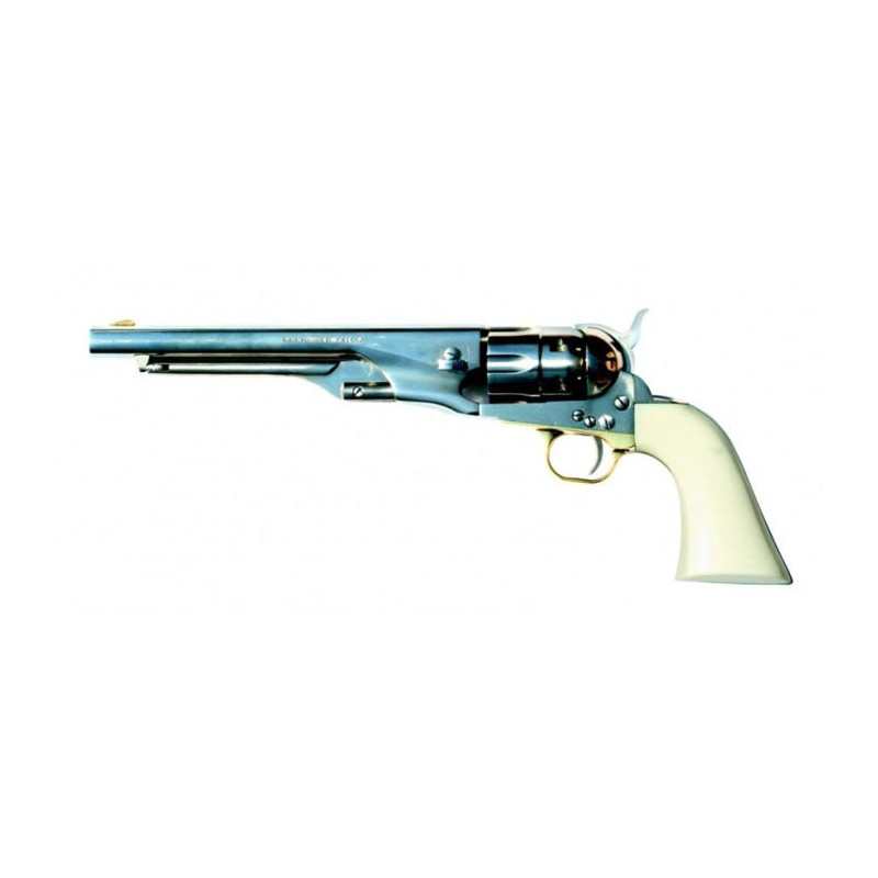 Revolver Pietta 1860 Army acier blanc cross ivoirine - Cal. 44