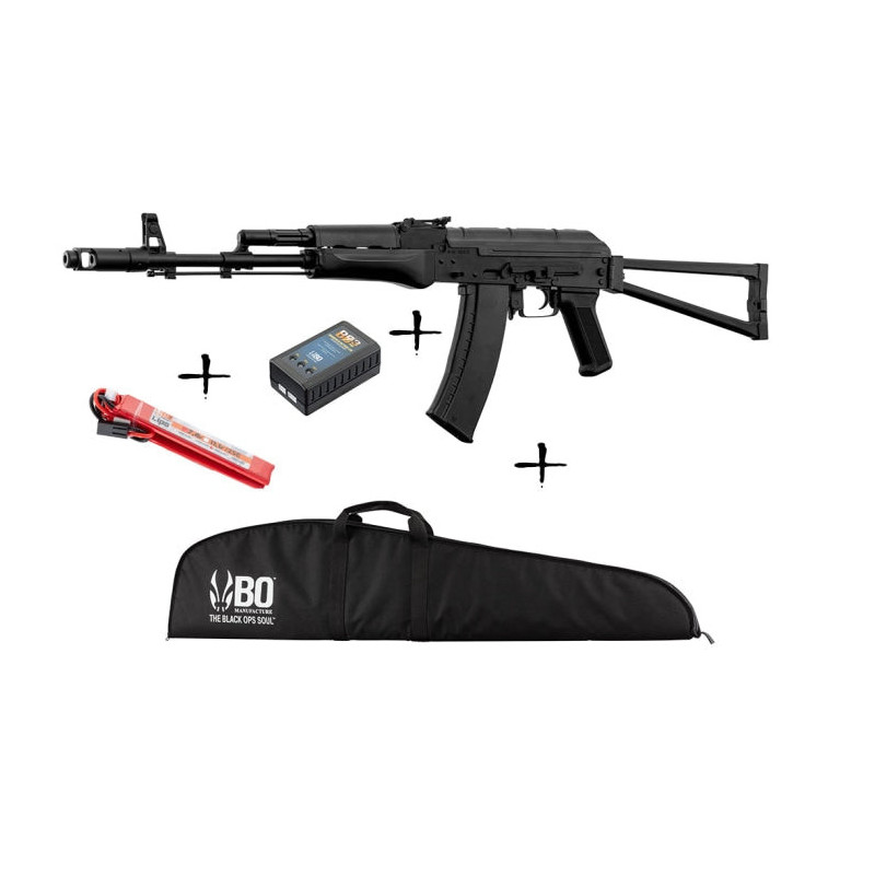 Pack Noël Réplique Double Bell AEG AK74 Batterie LIPO Chargeur Housse - 1 J
