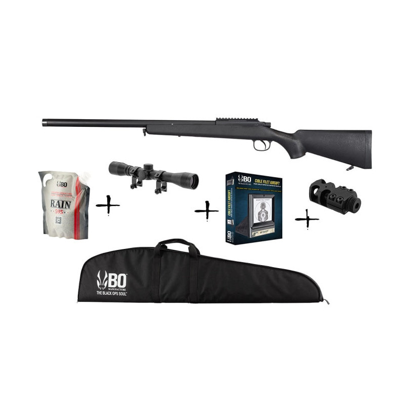 Pack Noël Réplique Double Bell Sniper VSR10 Lunette 4x32 Billes Cible Housse - 1.9 J