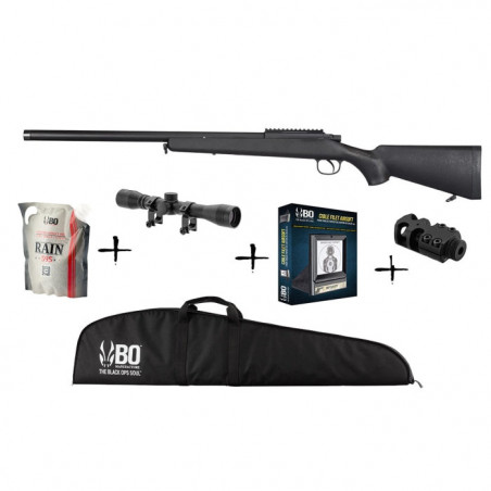 Pack Noël Réplique Double Bell Sniper VSR10 Lunette 4x32 Billes Cible Housse - 1.9 J