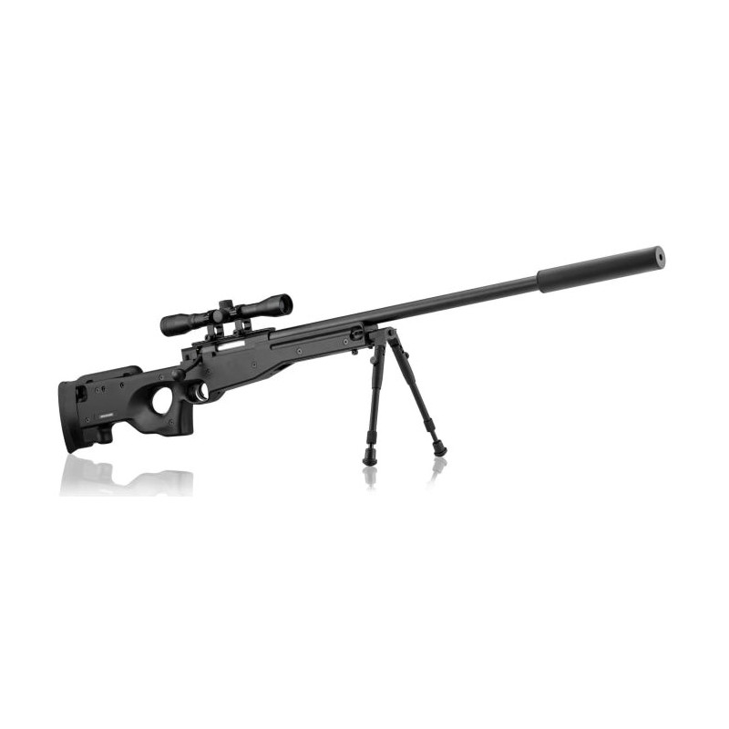 Pack sniper type AW308 lunette 4 x 32 bipied silencieux