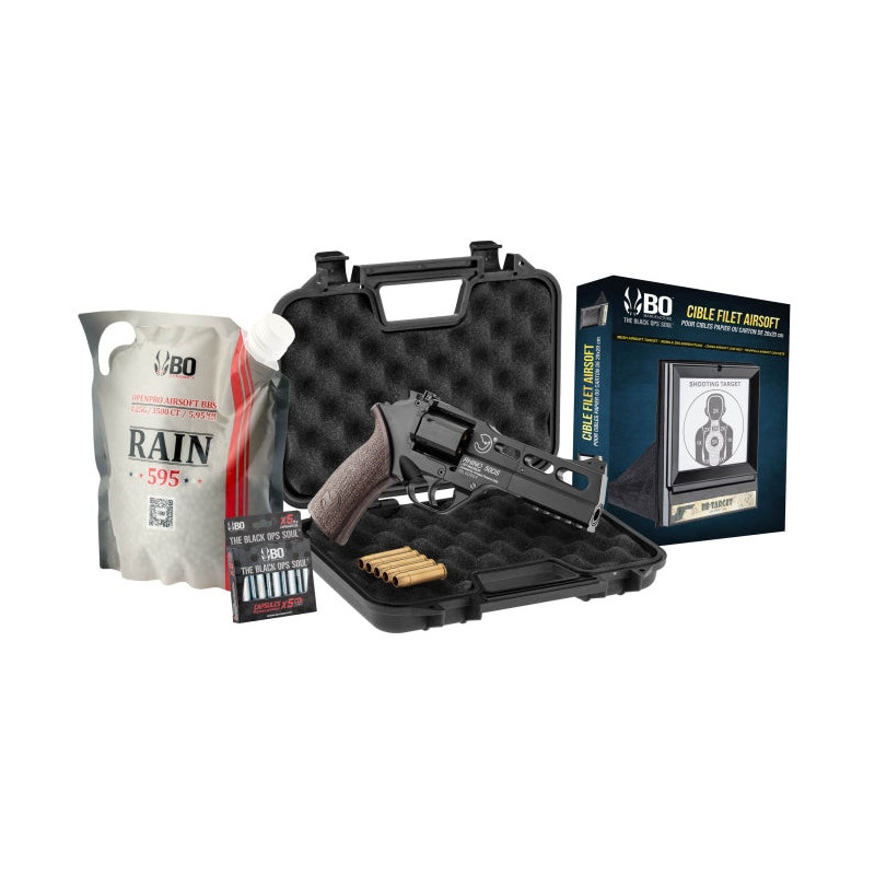 Pack airsoft Réplique Chiappa CO² Rhino 50DS accessoires - Cal. 6 mm