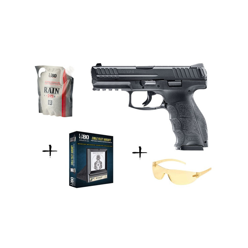 Pack Noël Réplique Umarex Spring H&K VP9 Billes Cible Lunette - 0.5 J