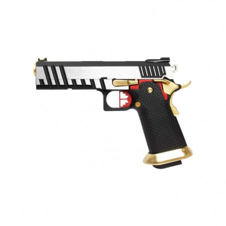 Réplique GBB HX2031 SEMI / FULL AUTO Noir & Chrome gaz 1.0J